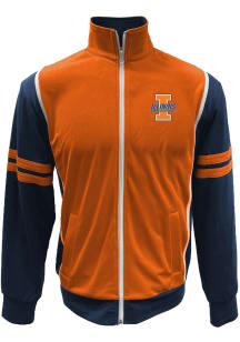 Mens Illinois Fighting Illini Navy Blue Wes and Willy Vault Tricot Long Sleeve Track Jacket