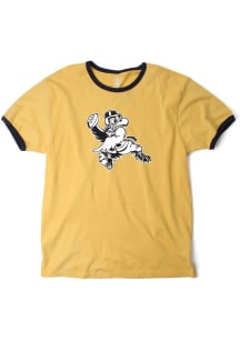 Iowa Hawkeyes Gold Wes and Willy Vault Contrast Ringer Short Sleeve Fashion T Shirt