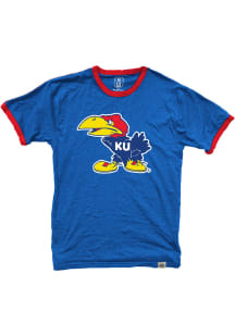 Kansas Jayhawks Blue Vault Contrast Ringer Short Sleeve Fashion T Shirt