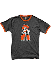 Wes and Willy Oklahoma State Cowboys Black Vault Contrast Ringer Short Sleeve Fashion T Shirt