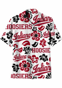 Wes and Willy Indiana Hoosiers Mens White Vault Floral Short Sleeve Dress Shirt
