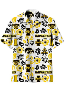 Wes and Willy Iowa Hawkeyes Mens White Vault Floral Short Sleeve Dress Shirt
