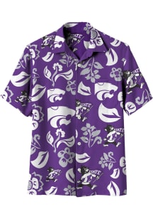 Wes and Willy K-State Wildcats Mens Purple Floral Button Down Short Sleeve Dress Shirt