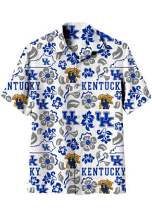 Wes and Willy Kentucky Wildcats Mens White Vault Floral Short Sleeve Dress Shirt