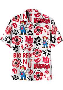 Wes and Willy Nebraska Cornhuskers Mens White Vault Floral Short Sleeve Dress Shirt