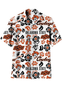 Wes and Willy Oklahoma State Cowboys Mens White Vault Floral Short Sleeve Dress Shirt