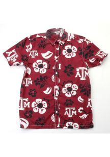 Texas A&amp;M Aggies Mens Maroon Floral Button Down Short Sleeve Dress Shirt