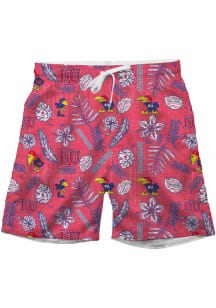 Wes and Willy Kansas Jayhawks Mens Blue Vintage Floral Swim Trunks