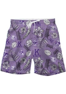 Wes and Willy K-State Wildcats Mens Purple Vintage Floral Swim Trunks