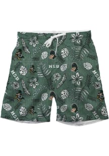 Wes and Willy Michigan State Spartans Mens Green Vintage Floral Swim Trunks