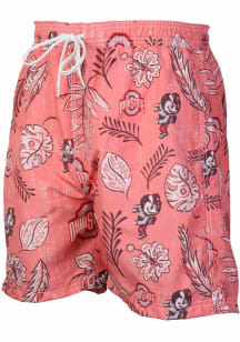 Wes and Willy Ohio State Buckeyes Mens Red Vintage Floral Swim Trunks
