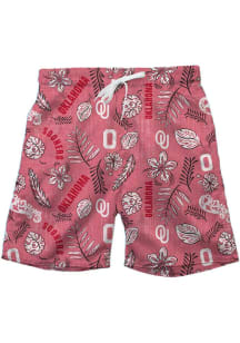 Wes and Willy Oklahoma Sooners Mens Crimson Vintage Floral Swim Trunks