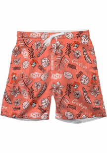Wes and Willy Oklahoma State Cowboys Mens Orange Vintage Floral Swim Trunks