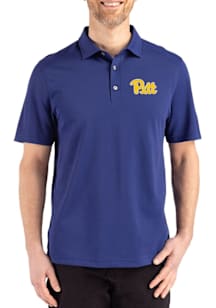 Mens Pitt Panthers Blue Cutter and Buck Advantage Refresh Short Sleeve Polo Shirt