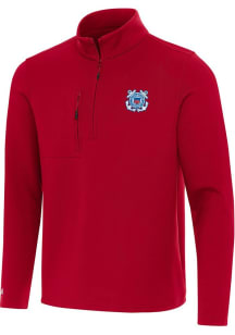 Antigua Coast Guard Mens Red Insider Long Sleeve Qtr Zip Pullover