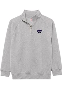 K-State Wildcats Mens Grey Essentials Embroidery Long Sleeve Qtr Zip Pullover