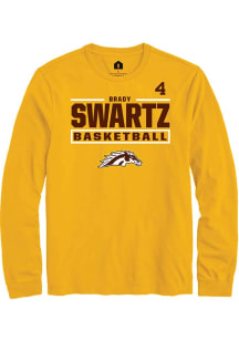 Brady Swartz Mens Gold Western Michigan Broncos NIL Stacked Box Long Sleeve Player T Shirt