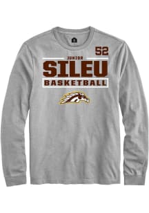 Junior Sileu Mens Grey Western Michigan Broncos NIL Stacked Box Long Sleeve Player T Shirt