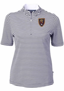 Cutter and Buck Real Salt Lake Womens Navy Blue Virtue Eco Pique Stripe Short Sleeve Polo Shirt