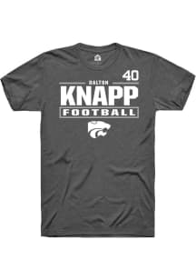 Dalton Knapp Rally Mens Dark Grey K-State Wildcats NIL Stacked Box Player T Shirt