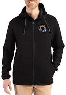 Cutter and Buck Los Angeles Rams Mens Black Helmet Epic Comfort Full Zip Light Weight Jacket