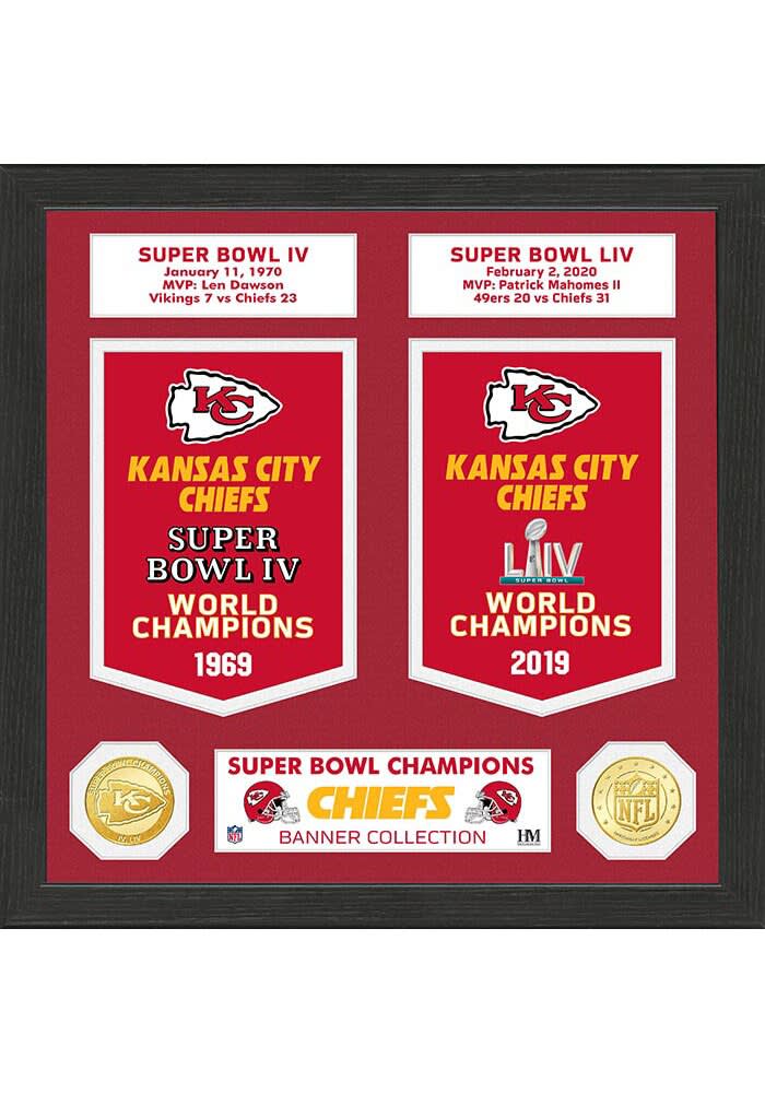 Kansas City Chiefs Red Super Bowl Banner Collection Design Plaque - 4441023