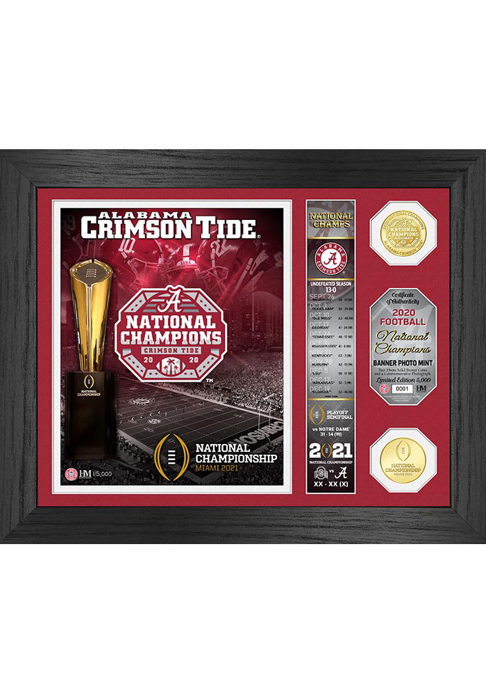 Alabama Crimson Tide 2020 Football National Champion Banner Coin Photo Mint Plaque