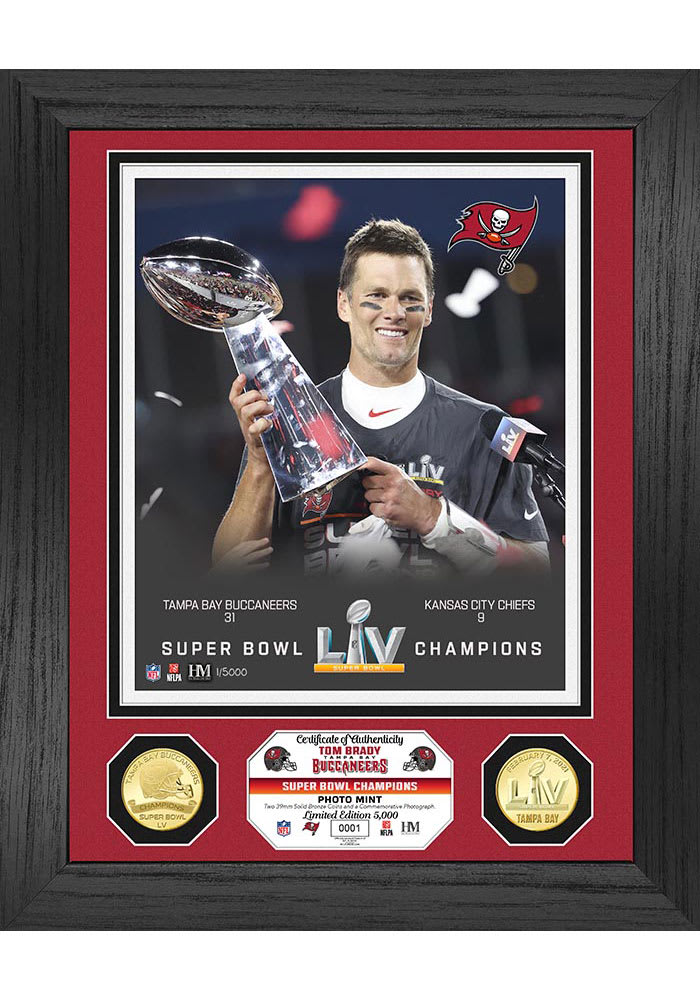 Tom Brady Tampa Bay Buccaneers Super Bowl LV Champion Trophy Bronze Coin Photo Mint Plaque