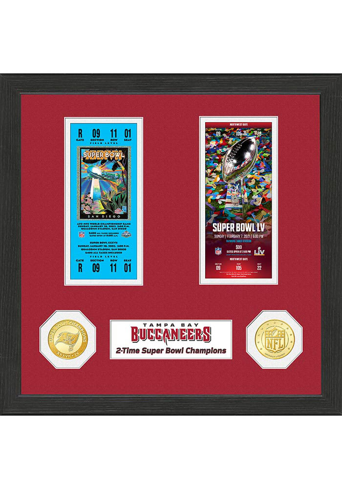Tampa Bay Buccaneers 2-Time Super Bowl Champions Ticket Collection Plaque