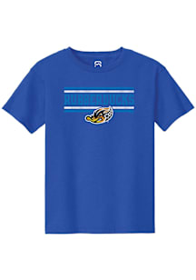 Summit Sportswear Akron RubberDucks Youth Blue Double Bars Short Sleeve T-Shirt