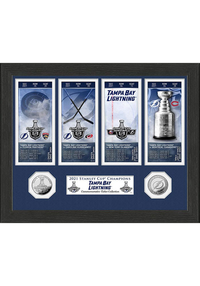 Tampa Bay Lightning 2021 Stanley Cup Champions Ticket Collection Plaque