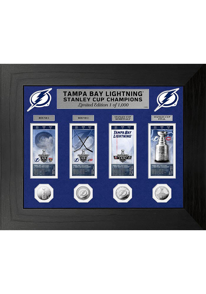 Tampa Bay Lightning 2021 Stanley Cup Champions Silver Coin and Ticket Plaque