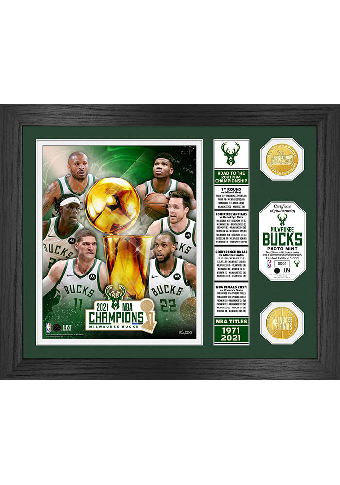 Milwaukee Bucks 2021 NBA Finals Champions Banner Bronze Coin Plaque