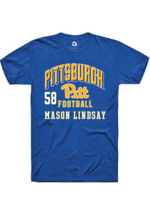 mason lindsay Rally Mens Blue Pitt Panthers NIL Arch Logo Player T Shirt
