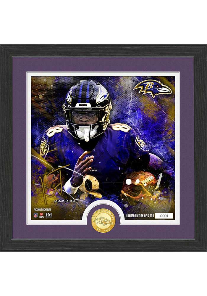 Lamar Jackson Baltimore Ravens Signature Bronze Coin Signature Photo