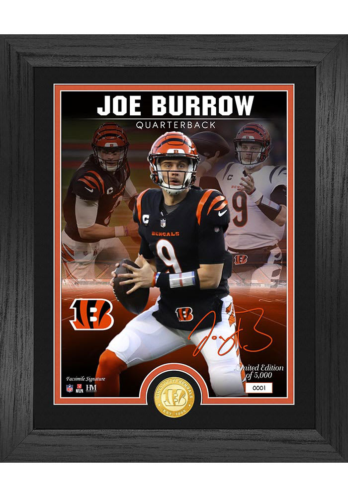 Joe Burrow Cincinnati Bengals Signature Bronze Coin Photo Plaque