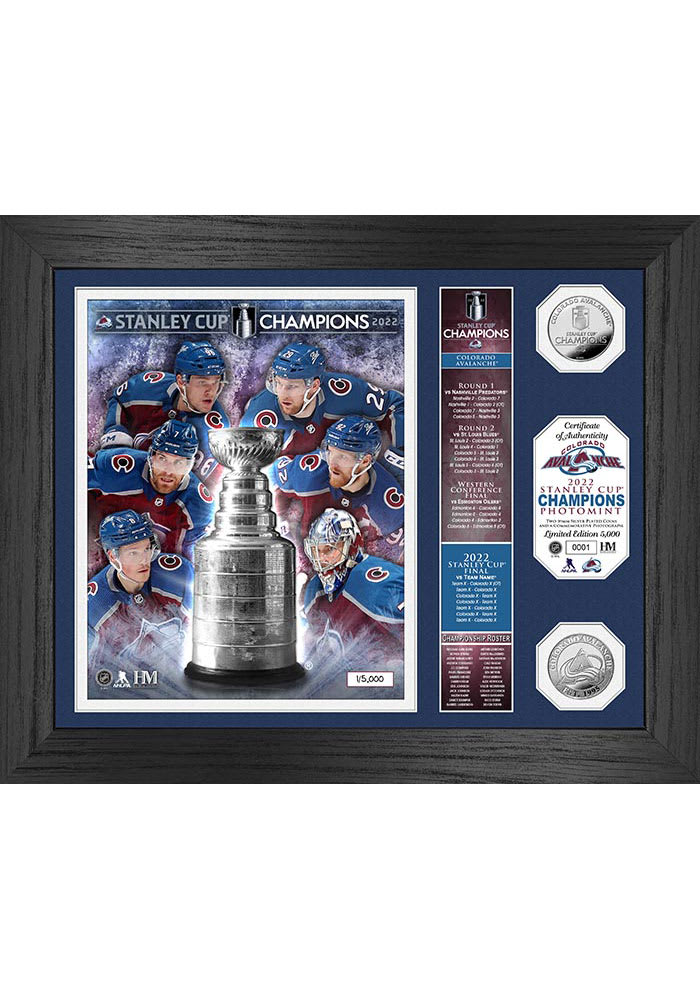 Colorado Avalanche 2022 Stanley Cup Champions Banner Coin Photo Plaque