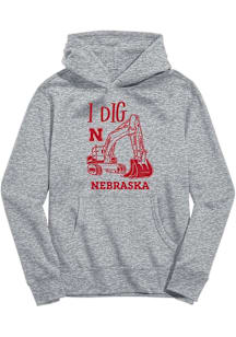Vive La Fete Nebraska Cornhuskers Toddler Grey Excavator Long Sleeve Hooded Sweatshirt