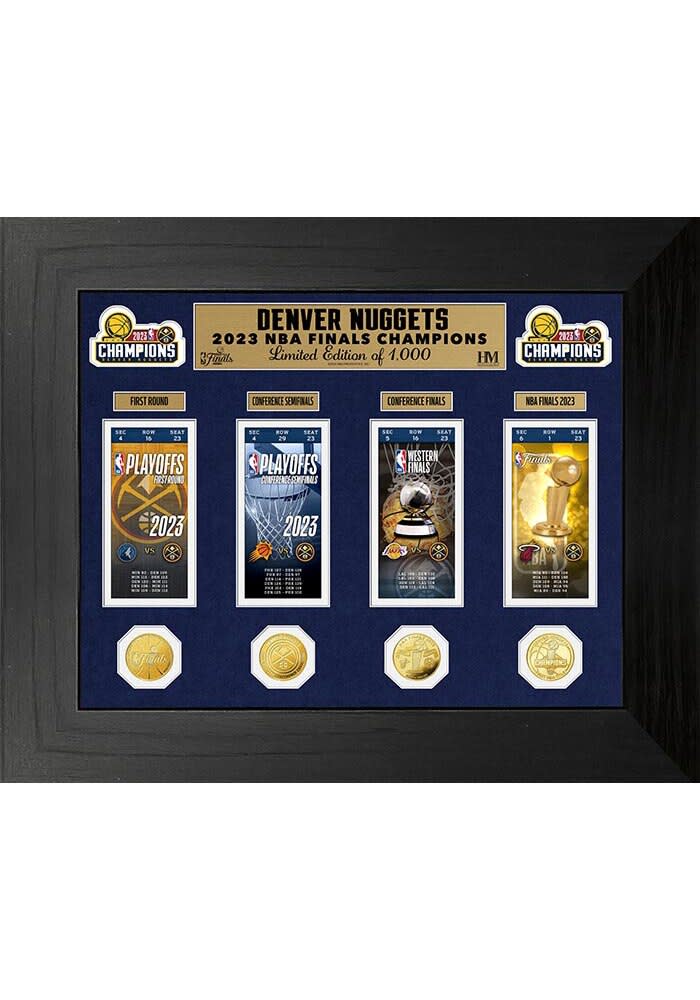 Denver Nuggets 2023 NBA Finals Champions Deluxe Ticket Plaque BLUE
