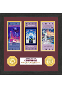Washington Commanders 3x Super Bowl Champions Ticket Collection Plaque