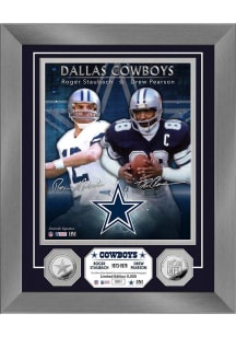 Roger Staubach Dallas Cowboys Dynamic Duo with Drew Pearson Silver Coin Photo Plaque