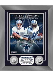 Troy Aikman Dallas Cowboys Dynamic Duo with Michael Irvin Silver Coin Photo Plaque