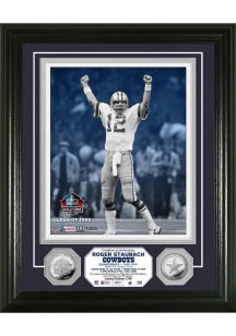 Roger Staubach Dallas Cowboys Hall of Fame Induction Silver Coin Photo Plaque