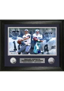 Troy Aikman Dallas Cowboys Quarterback Legends with Roger Staubach Silver Coin Photo Plaque