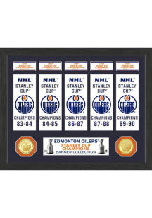Edmonton Oilers Stanley Cup Banner Collection Plaque