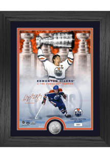 Wayne Gretzky Edmonton Oilers 4x Stanley Cup Champion Silver Coin and Photo Plaque