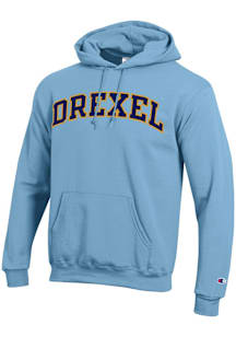 Mens Drexel Dragons Blue Champion Tackle Twill Arch Name Hooded Sweatshirt