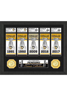 Pittsburgh Penguins 10x18 5-time Stanley Cup Champs Bronze Coin Plaque