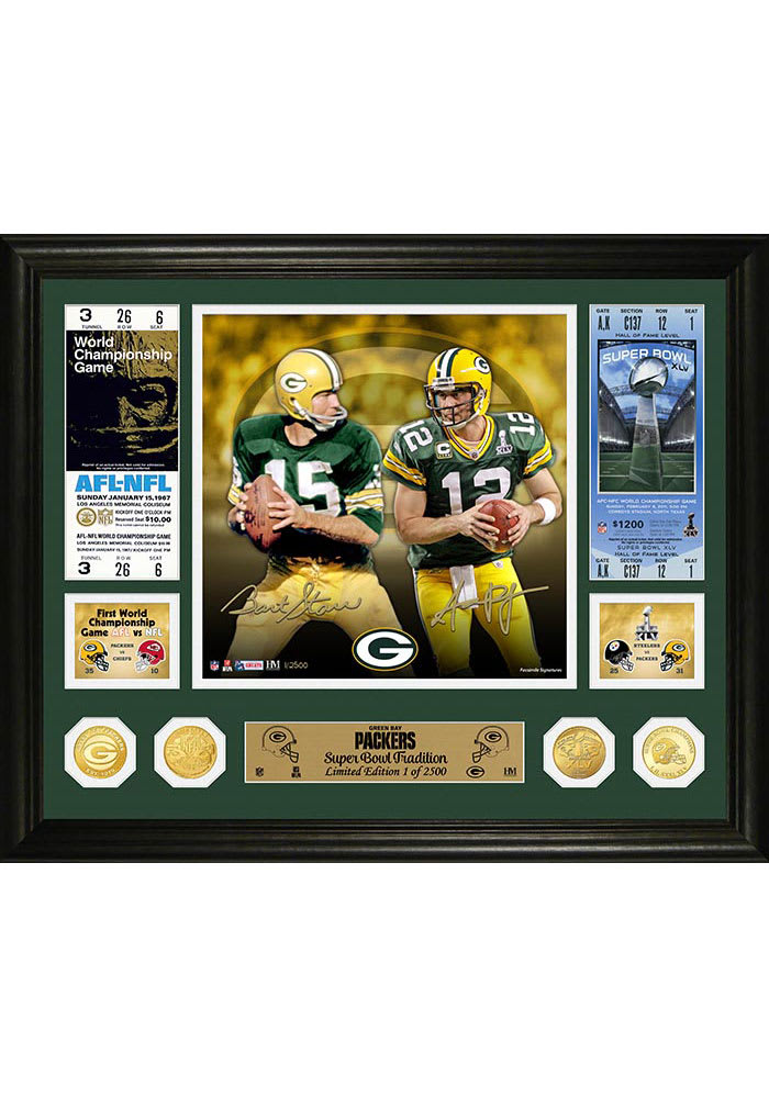 Packers Super Bowl Ticket and Bronze Coin Frame