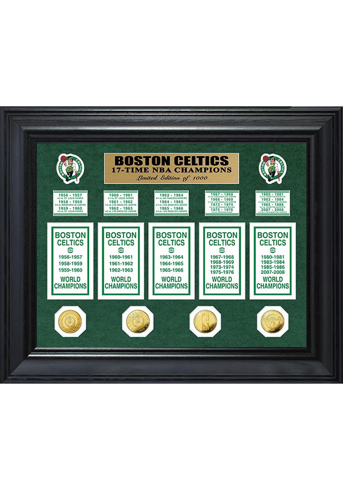 Boston Celtics Seventeen Time NBA Champions Deluxe Gold Coin and Banner Collection Plaque
